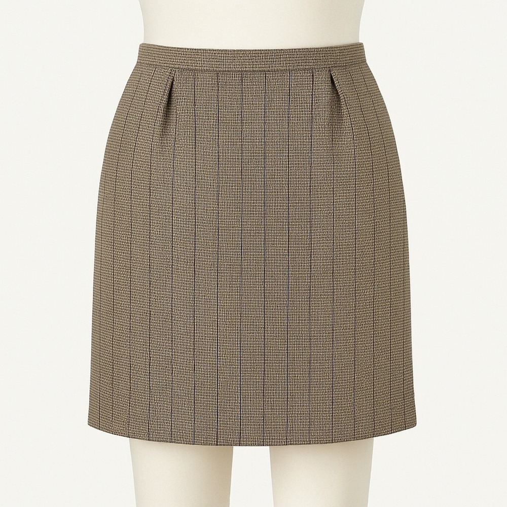 Vintage Nordstrom Pleated Midi Skirt Size 16 Black Tan Preppy Academia Deadstock - Picture 1 of 9